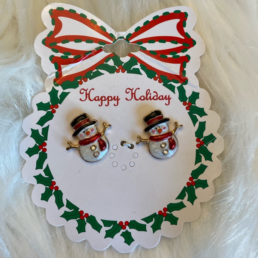 Enamel Snowmen Earrings. NWT